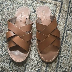 Madewell The Boardwalk Woven Slide Sandal size 7.5 tan